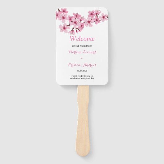 Cherry Blossom Roze Witte flora Trouwprogramma Handwaaier (Voorkant)