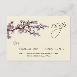 Cherry Blossom RSVP Card (lavendel) Kaartje
