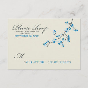 Cherry Blossom RSVP-kaart (blauw/grijs) RSVP Kaartje