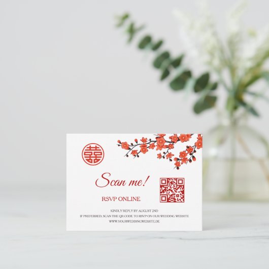 Cherry Blossom RSVP Online | QR-code Informatiekaartje (Staand voorkant)