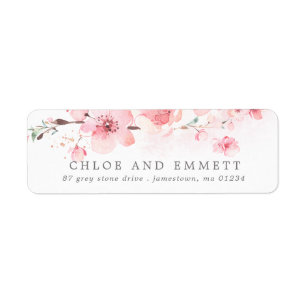 Cherry Blossom Rustic Pink Floral Address Etiket