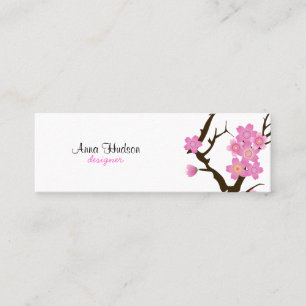 Cherry Blossom, Sakura Flowers - Roze bruin wit Mini Visitekaartje
