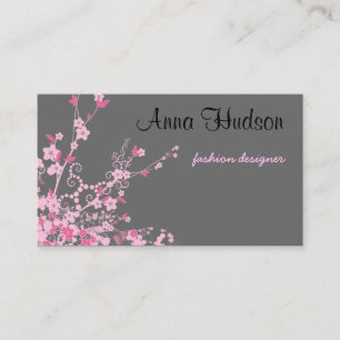 Cherry Blossom, Sakura Flowers - Roze grijs Visitekaartje