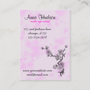Cherry Blossom, Sakura Flowers - Roze grijs Visitekaartje
