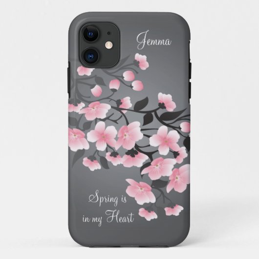 Cherry blossom (Sakura) op grijs Case-Mate iPhone Case (Achterkant)