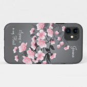 Cherry blossom (Sakura) op grijs Case-Mate iPhone Case (Achterkant (horizontaal))