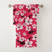 CHERRY BLOSSOM - SAKURA (RED) BATH TOWEL SET BAD HANDDOEK (Insitu)