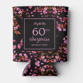 Cherry Blossom Sakura Surprise Zwart Verjaardag Blikjeskoeler (Voorkant)