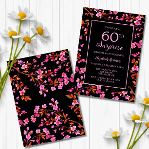 Cherry Blossom Sakura Surprise Zwart Verjaardag Kaart