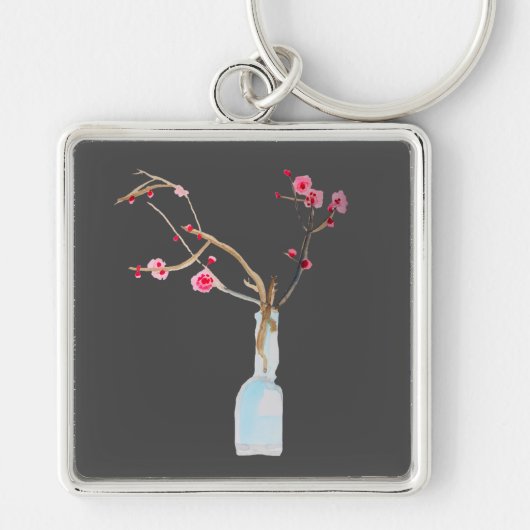 Cherry Blossom sakura waterverf art Sleutelhanger (Voorkant)