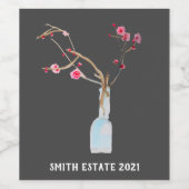Cherry Blossom sakura waterverf art Wijn Etiket (Enkel label)