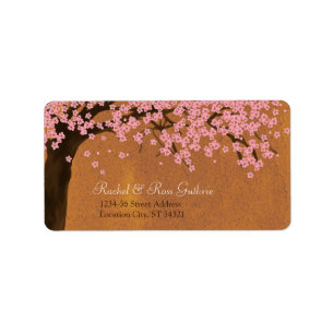 Cherry Blossom Sakura Waterverf (zonsondergang) Ad Etiket