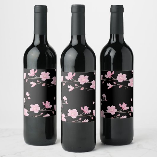 Cherry Blossom – Sakura Wine Bottle Label Wijn Etiket (Flessen)