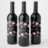 Cherry Blossom - Sakura Wine Bottle Label Wijn Etiket (Flessen)