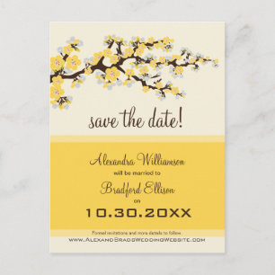 Cherry Blossom Save the Date Briefkaart (citroen)