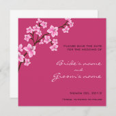 Cherry Blossom Save the Date cards (Voorkant / Achterkant)
