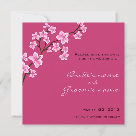 Cherry Blossom Save the Date cards (Voorkant)