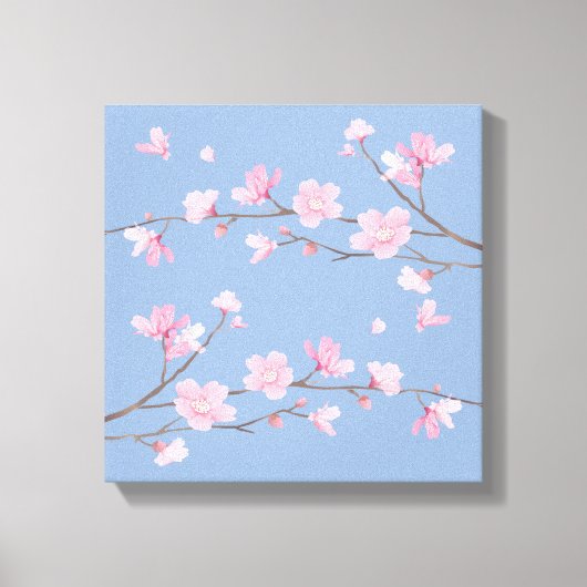 Cherry Blossom - Serenity Blue Canvas Afdruk (Voorkant)