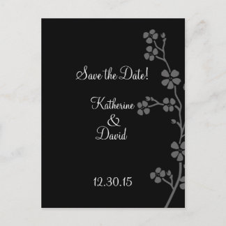 Cherry Blossom Silver/Black Save the Date Briefkaa Aankondigingskaart