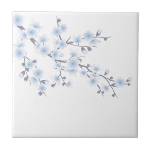 Cherry Blossom Sky Blue Floral Tegeltje