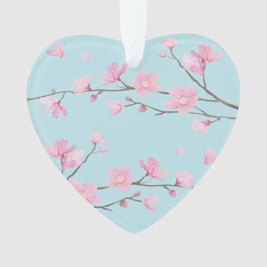 Cherry Blossom - Sky Blue - HAPPY JUBILEUM Ornament (voorkant)