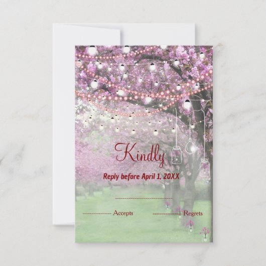 Cherry blossom spring bruiloft RSVP Kaartje (Voorkant)