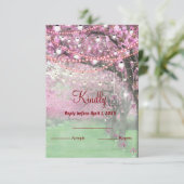 Cherry blossom spring bruiloft RSVP Kaartje (Staand voorkant)
