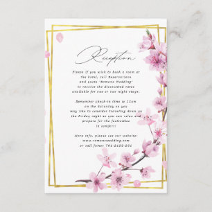 cherry blossom spring floral bruiloft info card informatiekaartje