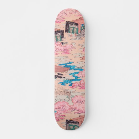 Cherry Blossom Spring Landscape  Japans Skateboard (Voorkant)