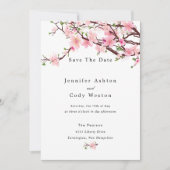 Cherry Blossom Spring Wedding Save the Date White (Voorkant)