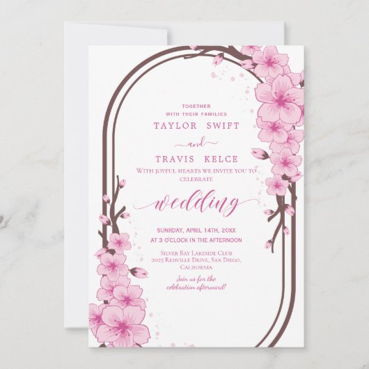 Cherry Blossom Spring Wedding Uitnodiging (Voorkant)