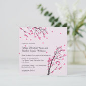 Cherry Blossom Stem - Square Wedding Uitnodiging (Staand voorkant)