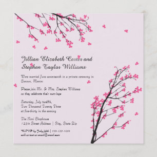 Cherry Blossom Stem - Wedding Announcement Kaart