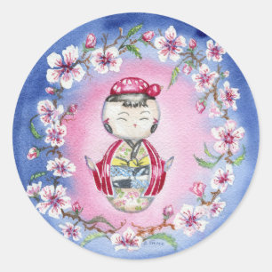 "Cherry Blossom"-stickers Ronde Sticker
