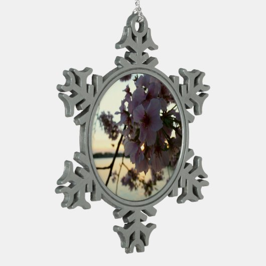 Cherry Blossom Sunset in Washington DC Tin Sneeuwvlok Ornament (Links)