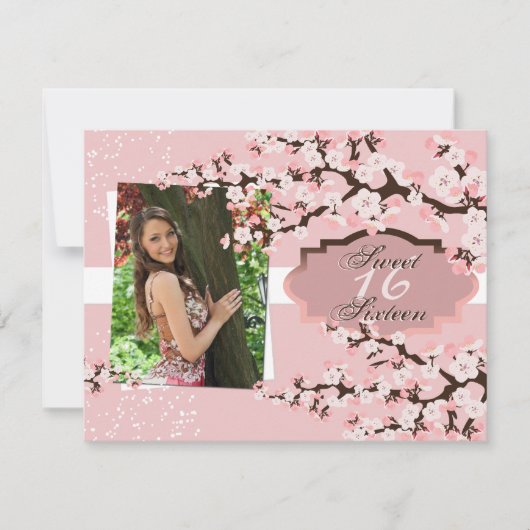 Cherry Blossom Sweet 16 Anniversaire Invitation (Devant)