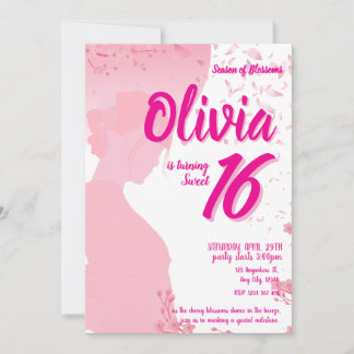 Cherry Blossom Sweet 16 Anniversaire Invitation