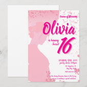 Cherry Blossom Sweet 16 Anniversaire Invitation (Devant / Derrière)