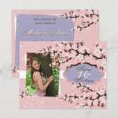 Cherry Blossom Sweet 16 Birthday Party Invitation Kaart (Voorkant / Achterkant)