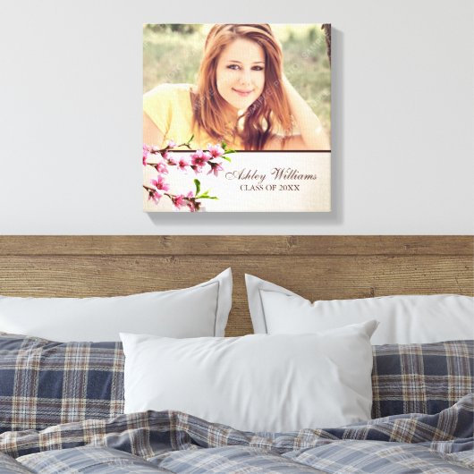 Cherry Blossom  Tan Senior Afstuderen Canvas Afdruk (Insitu (Slaapkamer))