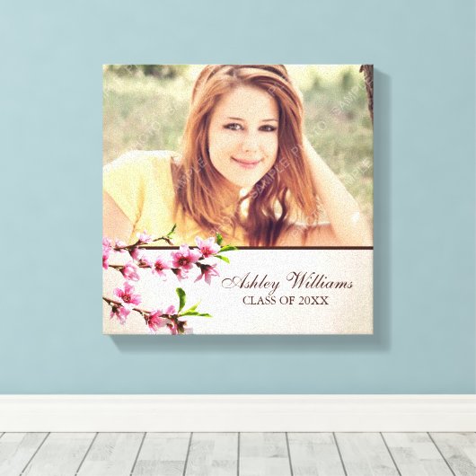 Cherry Blossom  Tan Senior Afstuderen Canvas Afdruk (Insitu (Houten vloer))