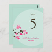 Cherry Blossom Tortelduifjes Weddenschappen Table Briefkaart (Voorkant / Achterkant)