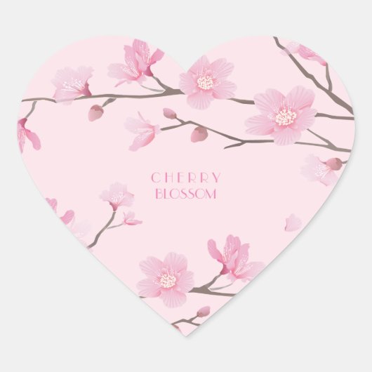 Cherry Blossom - Transparent-Background Hart Sticker (Voorkant)