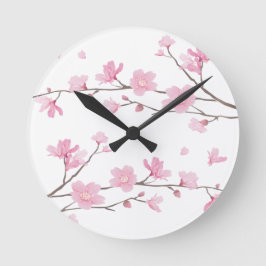 Cherry Blossom - Transparent-Background Ronde Klok