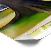 Cherry Blossom Tree and Pavilion Waterverf Perfect Poster (Hoek)