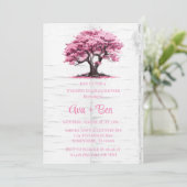 Cherry Blossom Tree Bark Wedding Couples Douche Kaart (Staand voorkant)