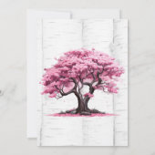 Cherry Blossom Tree Bark Wedding Couples Douche Kaart (Achterkant)