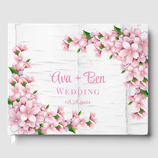 Cherry Blossom Tree Bark Wedding Gastenboek (Voorkant)
