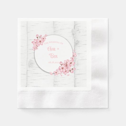 Cherry Blossom Tree Bark Wedding Servet (Voorkant)