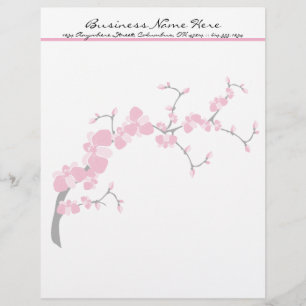 Cherry Blossom Tree Branch Letterhead Design 2 Briefhoofd Ontwerp